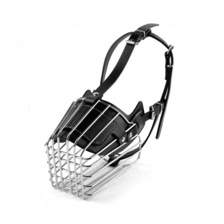 5810 Muselière à panier en acier et en cuir pour chiens de grande taille 15 cm