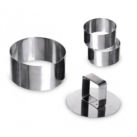 702207 Set de 3 emporte-pièces ronds en acier 8cm avec poussoir GRAND CHEF 