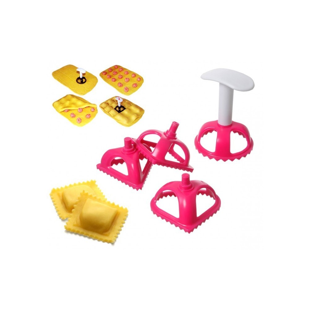 704636 Set de 4 moules en plastique taille raviolis et biscuits bords dentelés