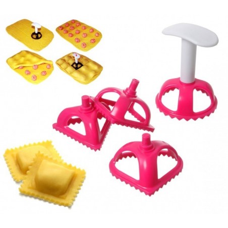 704636 Set de 4 moules en plastique taille raviolis et biscuits bords dentelés