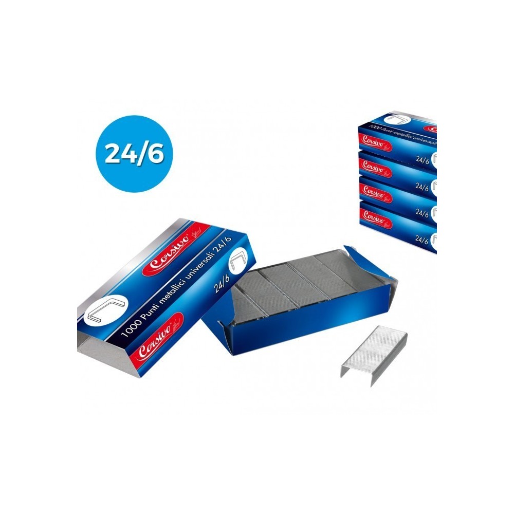 725257 Set de 10 paquets de 1000 agrafes universelles CORSIVO 24/6  