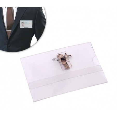 450182 Set de 50 porte-badges avec sangle et pince 90 x 60 mm Carte pass