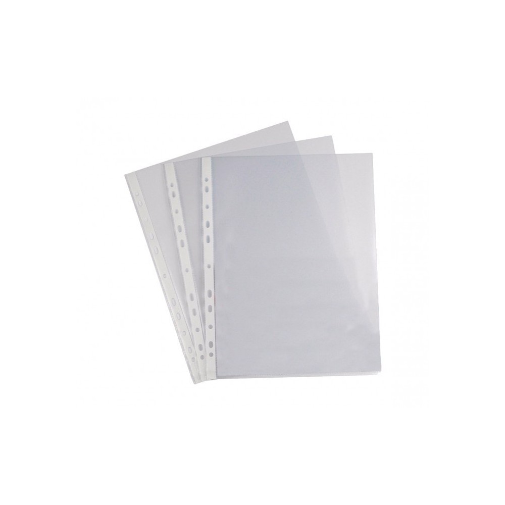748752 Set de 18 pochettes transparentes perforées A4 effet peau d'orange