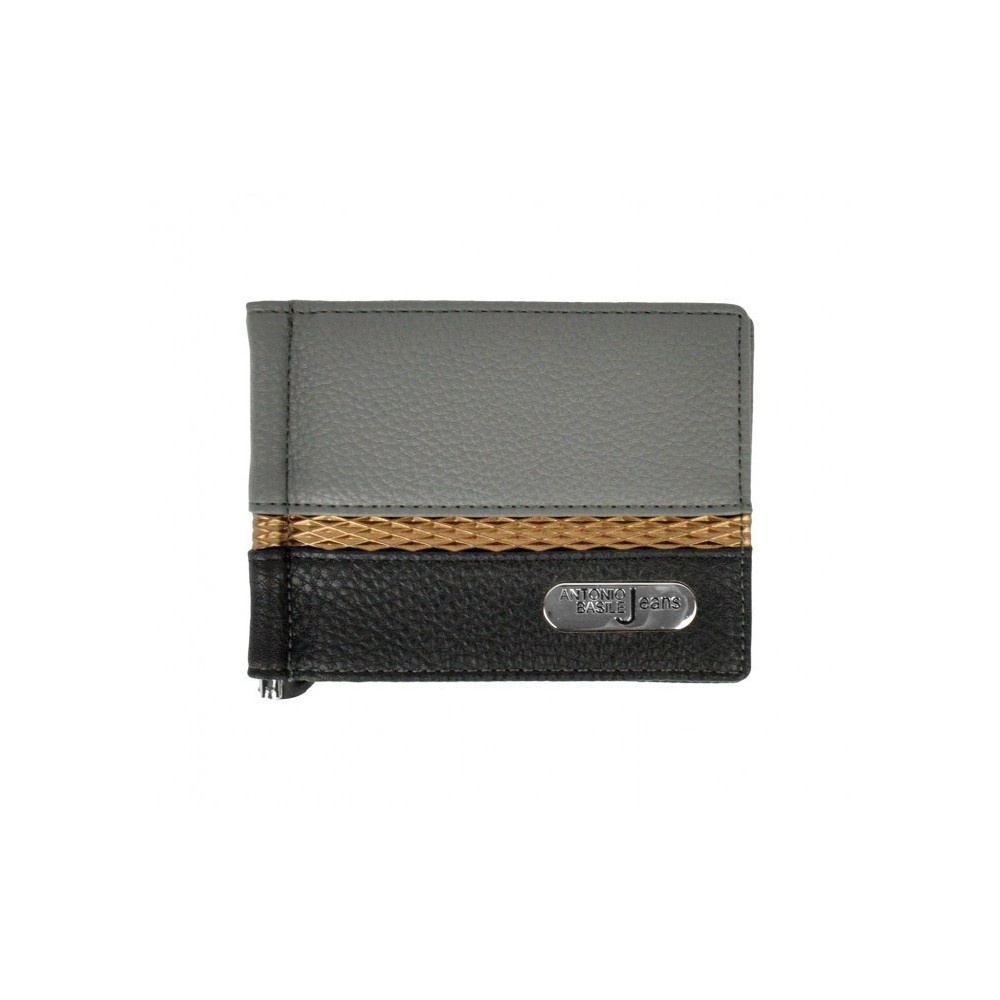 Porte-cartes hommes 8858 PSB30 en cuir ANTONIO BASILE pince à billet centrale