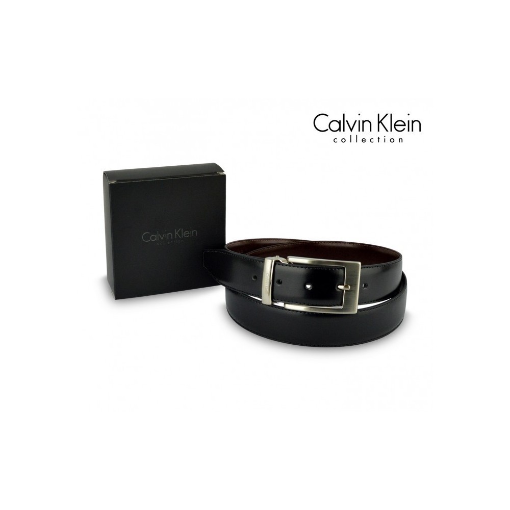 Ceinture CK014 B36 en cuir CALVIN KLEIN avec boucle en acier poli 110 / 125 cm