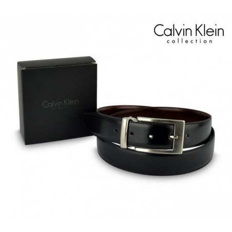 Ceinture CK014 B36 en cuir CALVIN KLEIN avec boucle en acier poli 110 / 125 cm