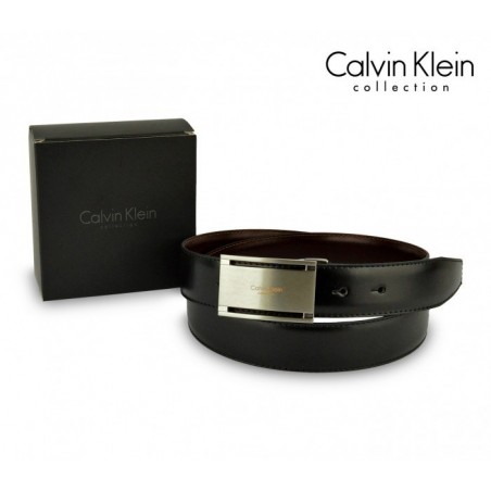Ceinture CK014 B44 en cuir CALVIN KLEIN avec boucle en acier brossé 110 / 125 cm