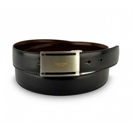 Ceinture CK014 B44 en cuir CALVIN KLEIN avec boucle en acier brossé 110 / 125 cm
