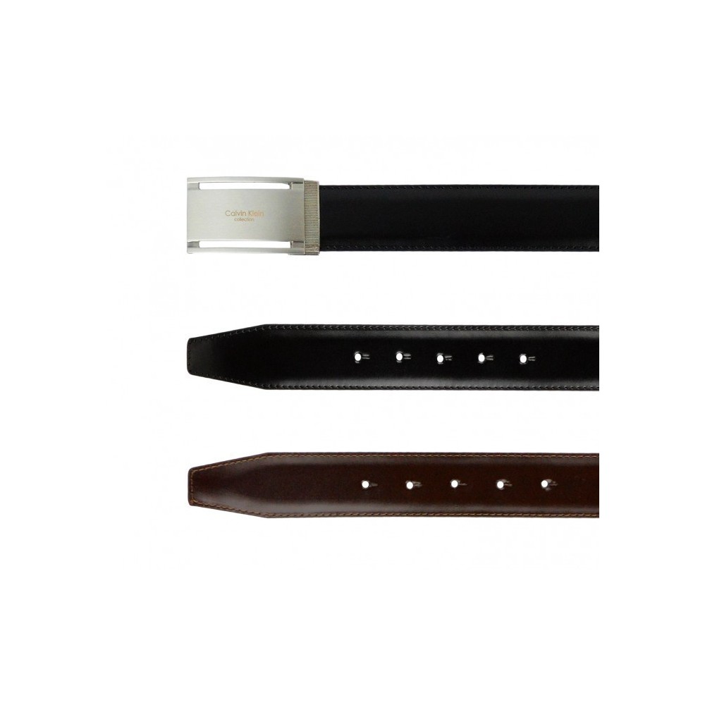 Ceinture CK014 B44 en cuir CALVIN KLEIN avec boucle en acier brossé 110 / 125 cm