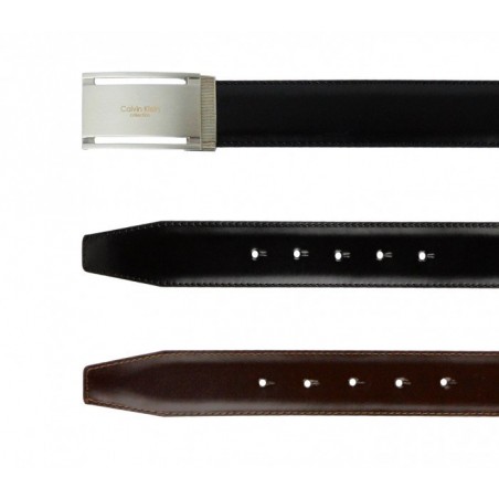 Ceinture CK014 B44 en cuir CALVIN KLEIN avec boucle en acier brossé 110 / 125 cm