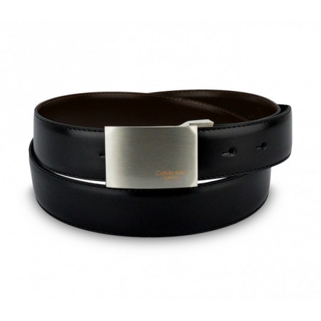 Ceinture CK014 B46 en cuir CALVIN KLEIN avec boucle en acier brossé 110 / 125 cm