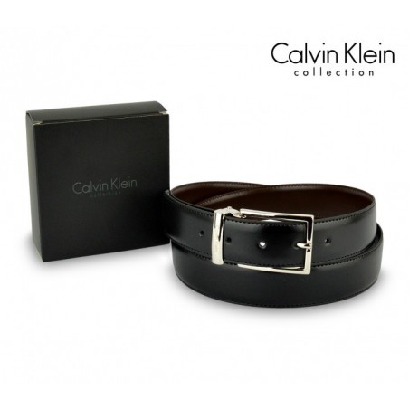 Ceinture CK014 B48 en cuir CALVIN KLEIN avec boucle en acier poli 110 / 125 cm