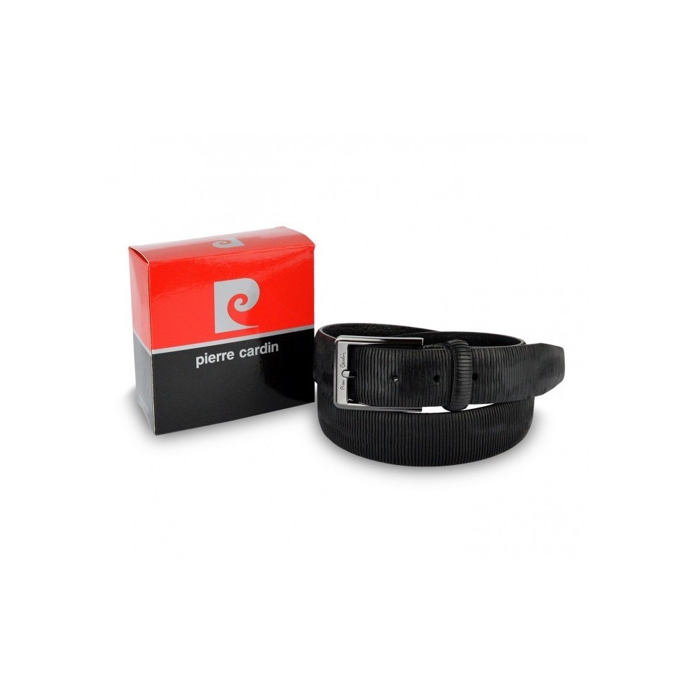 Ceinture homme 8013 en vrai cuir PIERRE CARDIN marron et noire boucle avec logo 