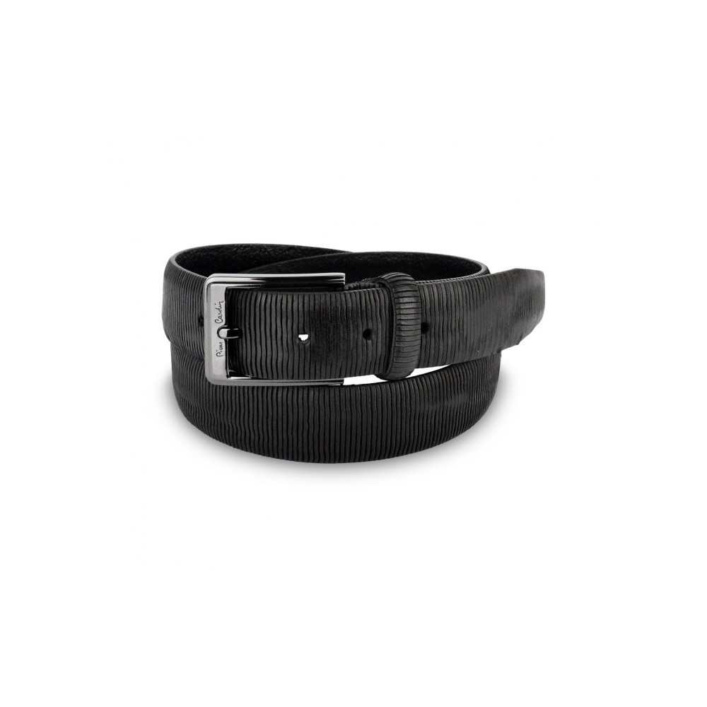 Ceinture homme 8013 en vrai cuir PIERRE CARDIN marron et noire boucle avec logo