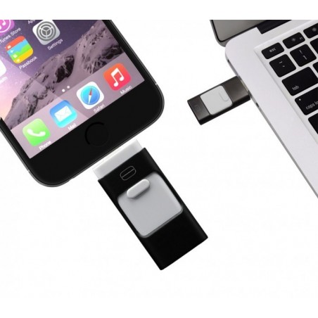 Clef USB 3 en 1 connecteurs ligntning micro usb 64Go flash drive storage