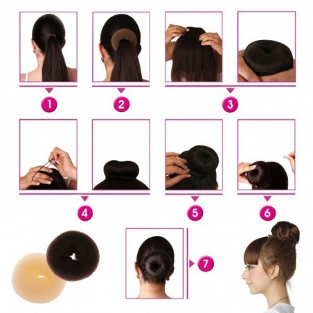 Élastiques d'arrêt de coiffure en nylon - chignon - donut - accesoire cheveux