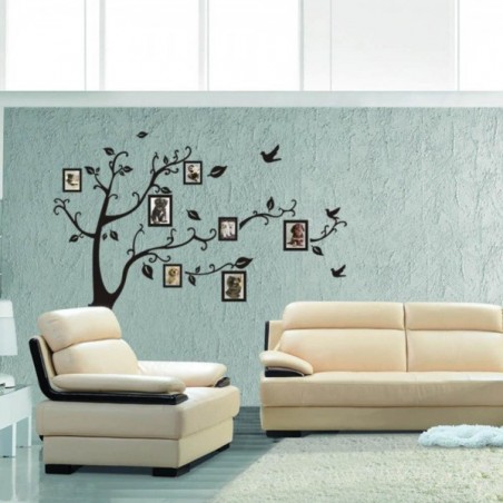 Sticker mural arbre adhésif photo cadre décoratif 90 x 110 cm