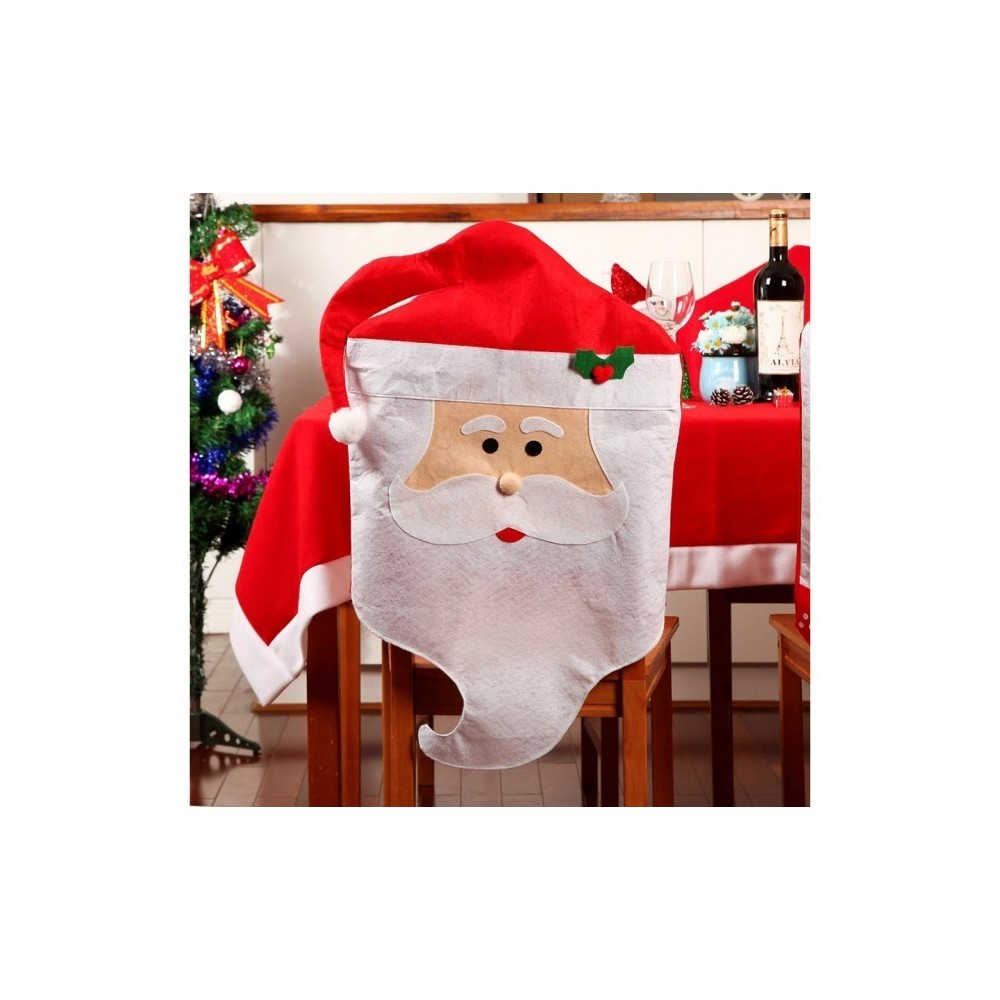 3027 Ensemble de deux housses de chaise de Noël - Père et Mère Noël en Relief 
