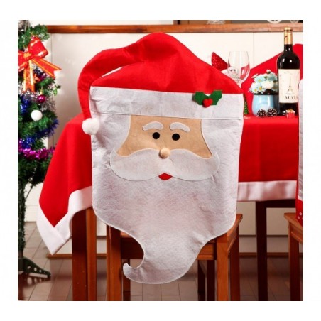 3027 Ensemble de deux housses de chaise de Noël - Père et Mère Noël en Relief 