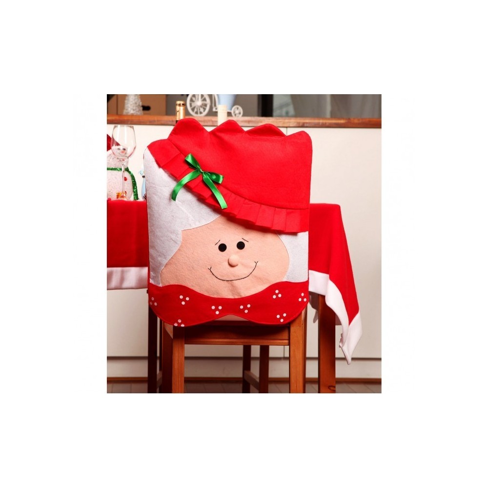 3027 Ensemble de deux housses de chaise de Noël - Père et Mère Noël en Relief 