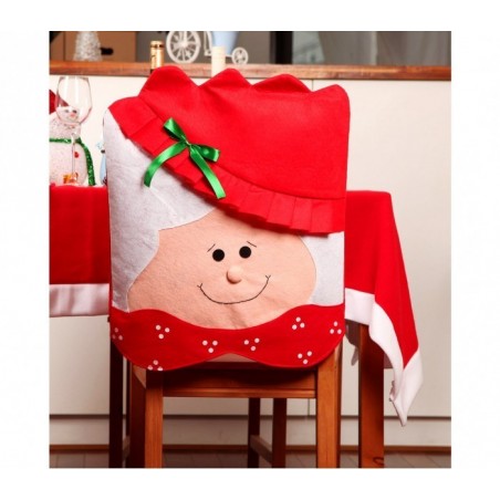 3027 Ensemble de deux housses de chaise de Noël - Père et Mère Noël en Relief 