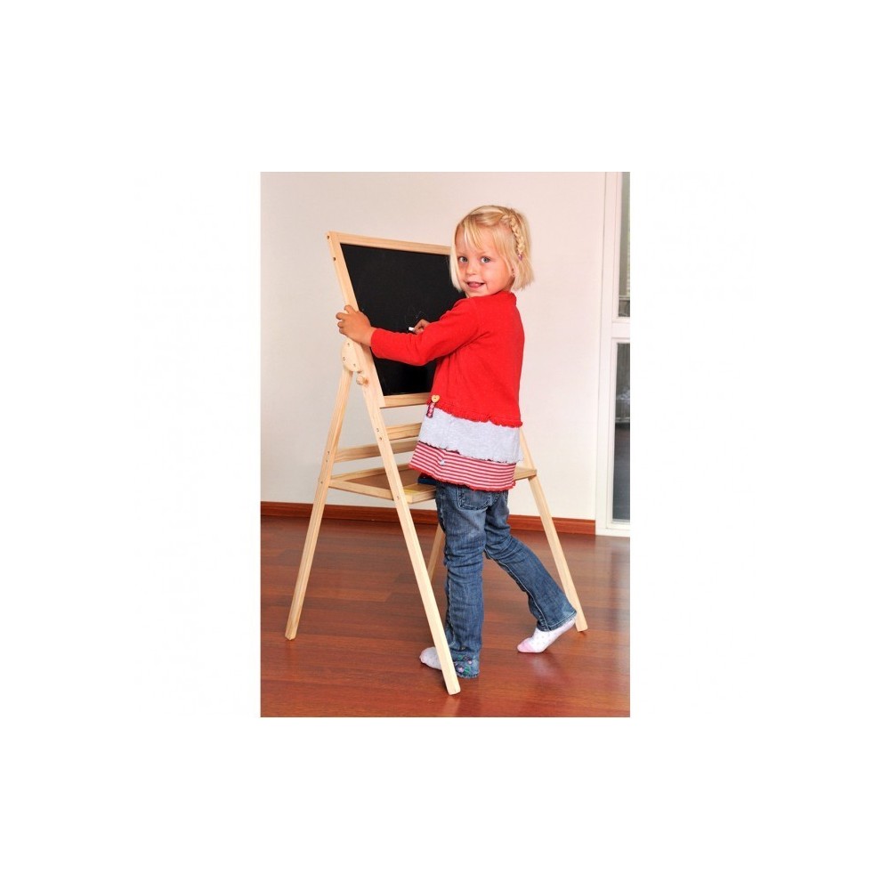 36847 Tableau noir réversible en bois 2 en 1 avec craie et effaceur 50x45x110 cm