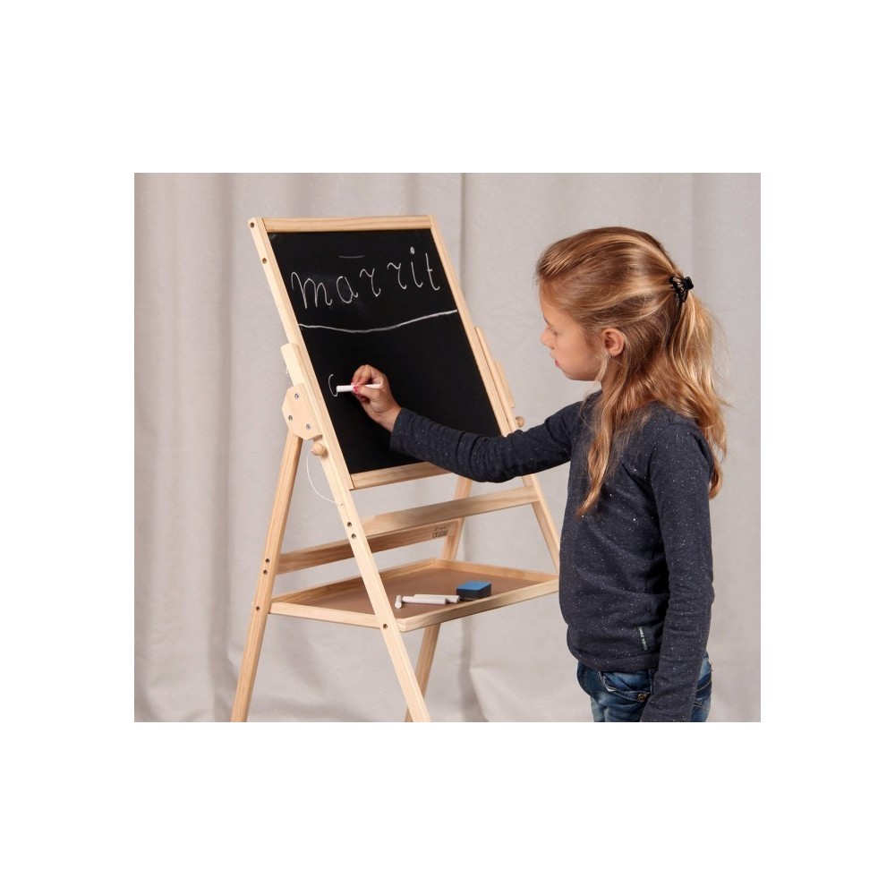 36847 Tableau noir réversible en bois 2 en 1 avec craie et effaceur 50x45x110 cm