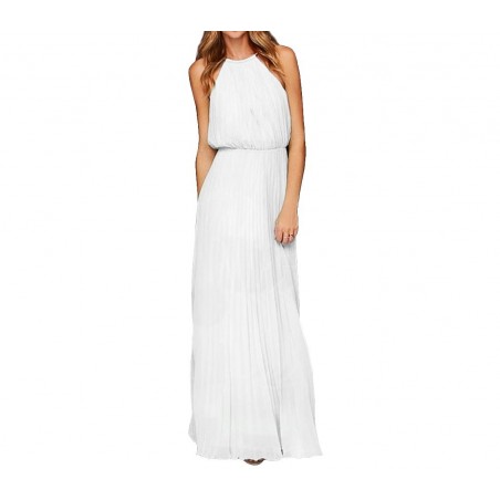 Robe longue plissée pour femme sans manches tailles S à XL Robe longue plissée pour femme sans manches tailles S à XL