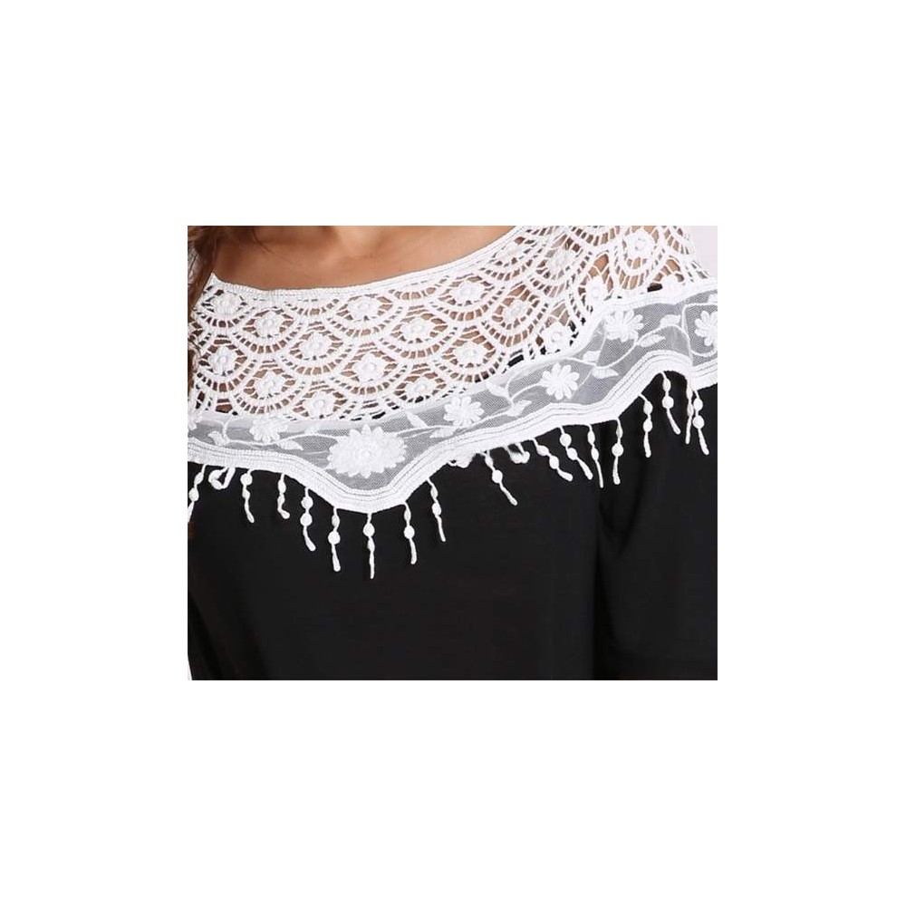 T-shirt mod. Munich Manches courtes noir et gris col mode féminine femme fille