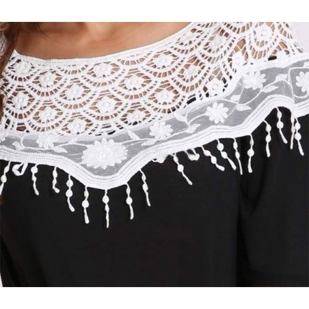 T-shirt mod. Munich Manches courtes noir et gris col mode féminine femme fille