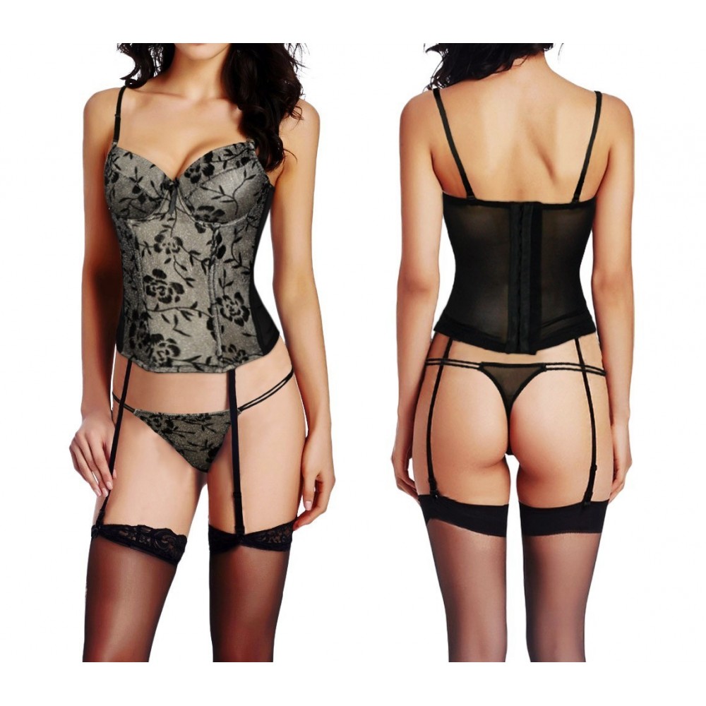 Corset lingerie sexy tenue string ZH0063 mod.SENSUAL en deux couleurs