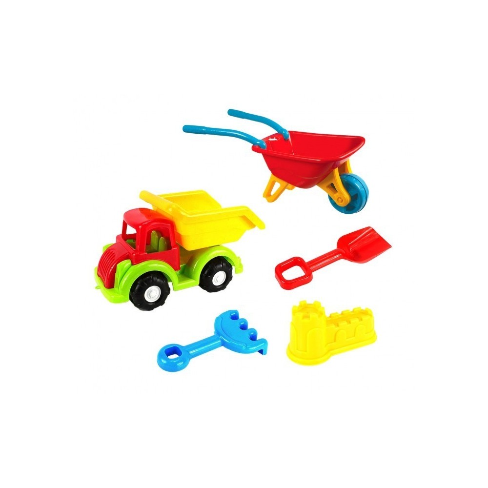 Set jeux de plage enfant brouette camions et moules CIGIOCHI 222355 plastique 