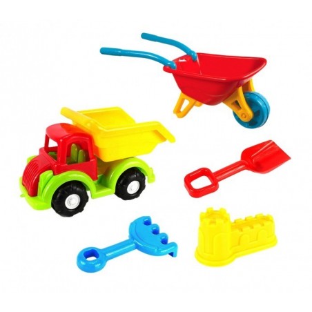 Set jeux de plage enfant brouette camions et moules CIGIOCHI 222355 plastique 