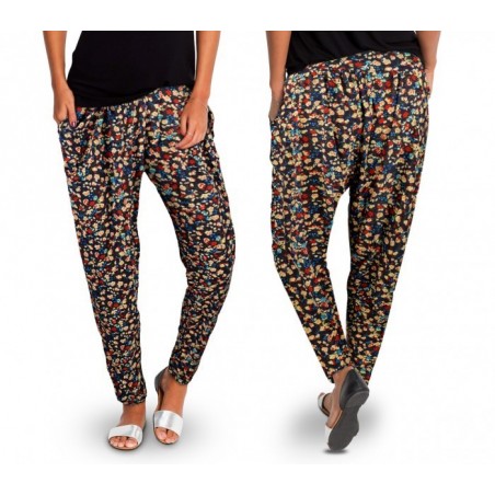 TG08-11 Pack de 3 pantalons sarouel pour femmes ass. FLOREAL fantaisie florale