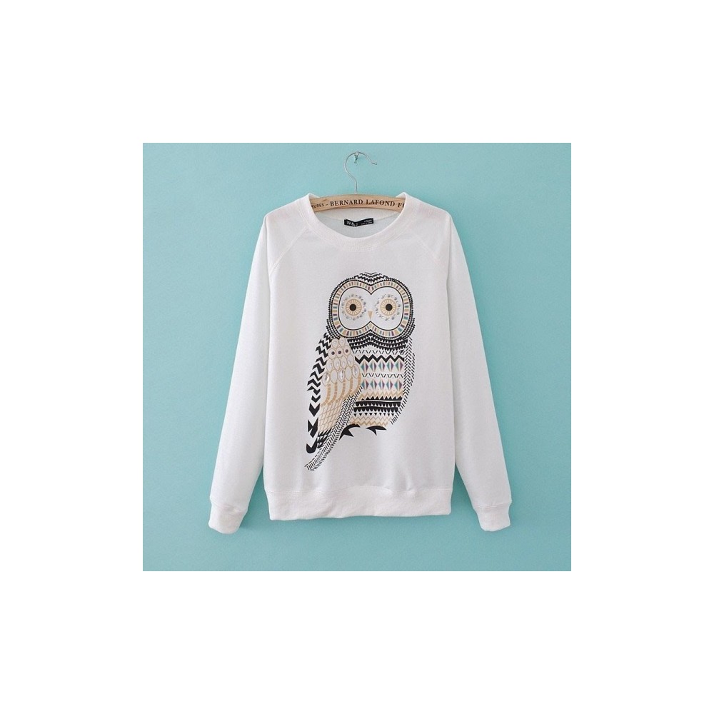 Pull jersey dessin de hibou douillet et...