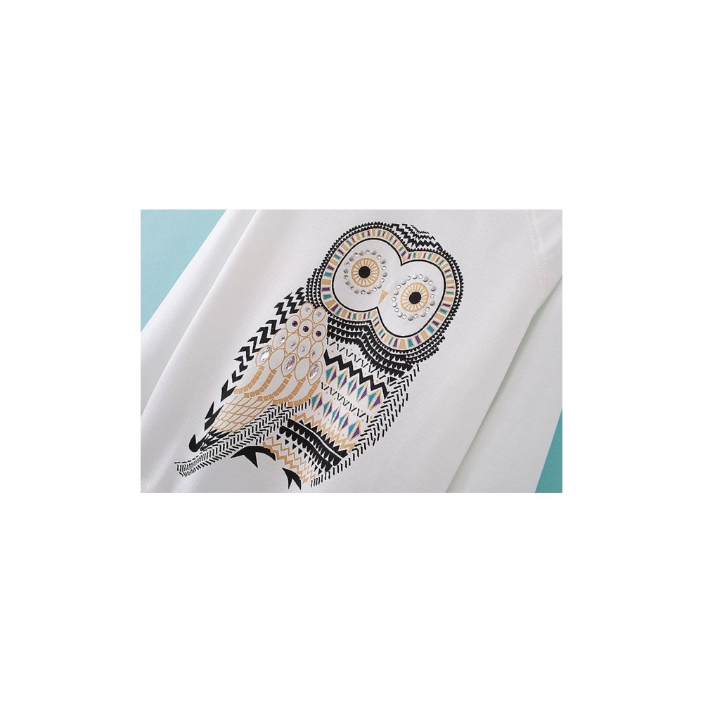 Pull jersey dessin de hibou douillet et...