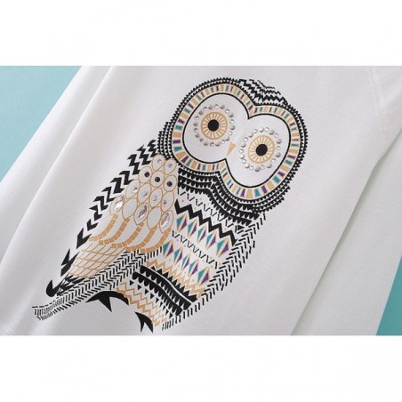 Pull jersey dessin de hibou douillet et confortable pour l'hiver