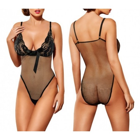 Body sexy 90427 en résille échancré mod. PRISCILLA taille unique en 3 couleurs