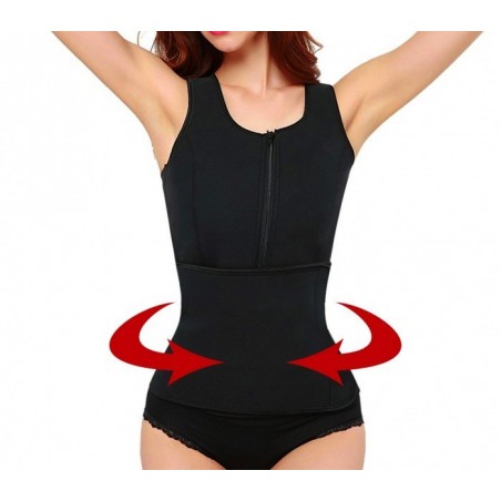 Débardeur sauna fitness avec zip et Velcro effet minceur tailles du S au XXL