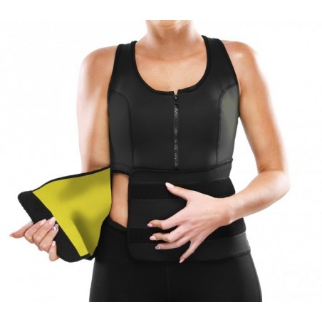 Débardeur sauna fitness avec zip et Velcro effet minceur tailles du S au XXL