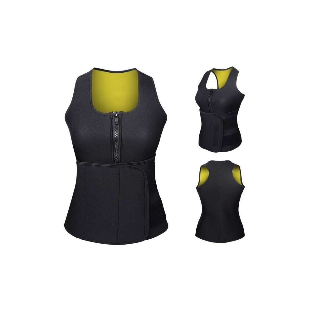 Débardeur sauna fitness avec zip et Velcro effet minceur tailles du S au XXL