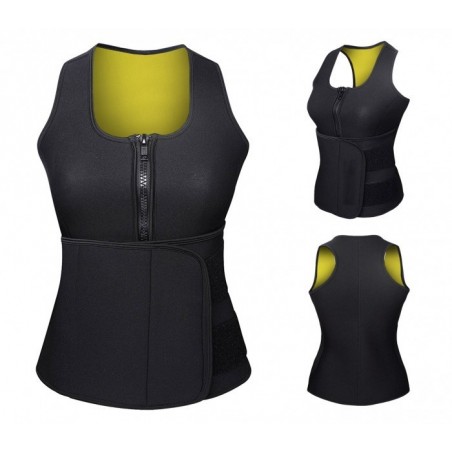 Débardeur sauna fitness avec zip et Velcro effet minceur tailles du S au XXL