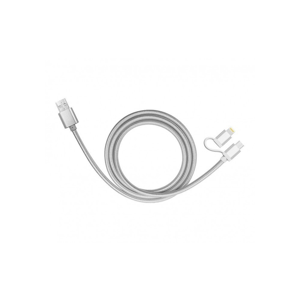 893267 Câble 2 en 1 Micro USB adaptateur de charge Lightning et données 39 cm