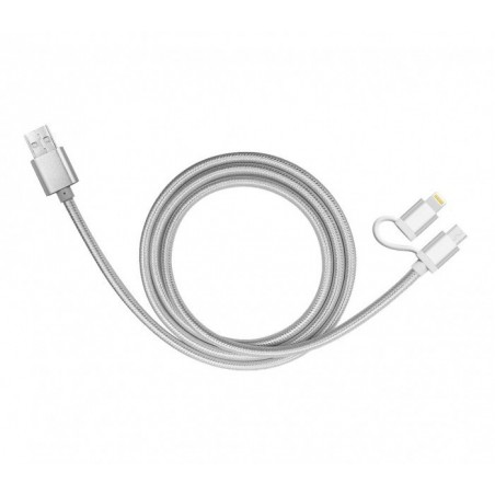 893267 Câble 2 en 1 Micro USB adaptateur de charge Lightning et données 39 cm