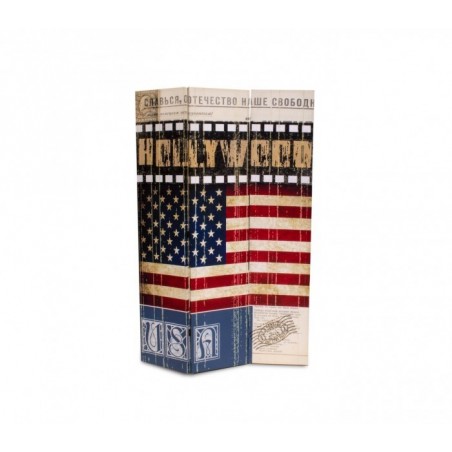 Paravent de séparation en toile 209653 Vieille Amérique sur bois 120 x 180 cm