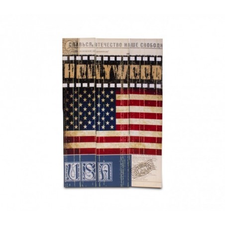 Paravent de séparation en toile 209653 Vieille Amérique sur bois 120 x 180 cm