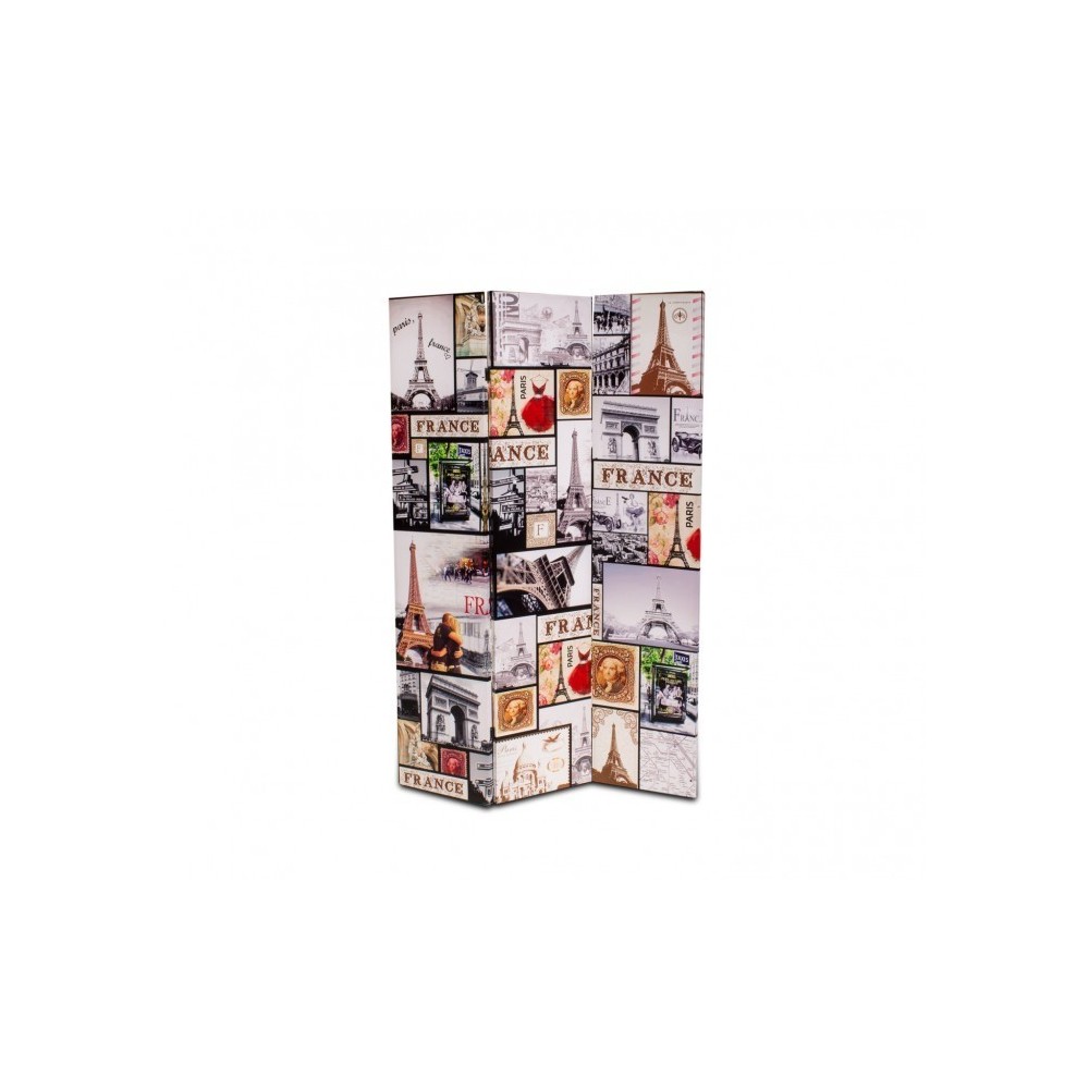 Paravent séparateur 05975 Double modèle Londres Paris en toile sur bois 120x180