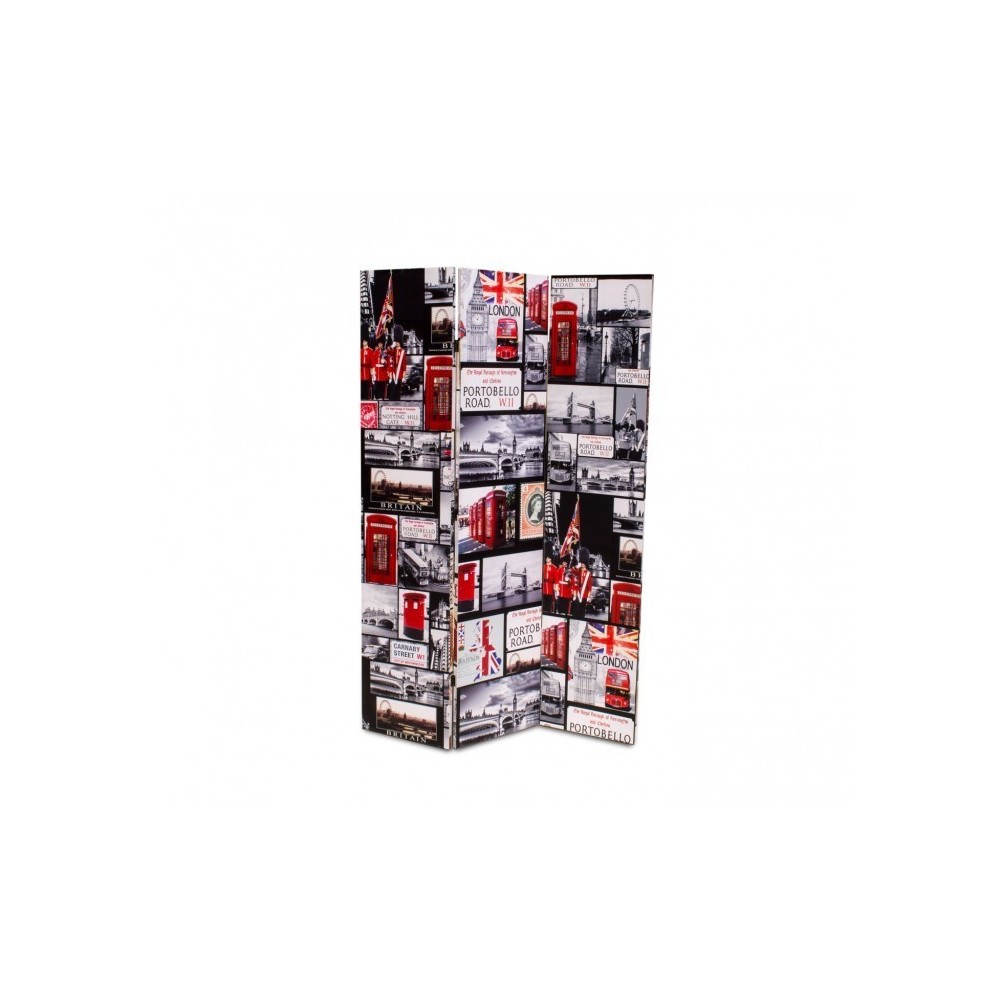 Paravent séparateur 05975 Double modèle Londres Paris en toile sur bois 120x180