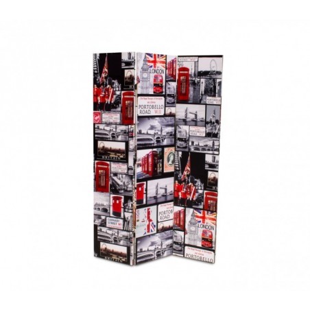 Paravent séparateur 05975 Double modèle Londres Paris en toile sur bois 120x180 Paravent séparateur 05975 Double modèle Londres Paris en toile sur bois 120x180