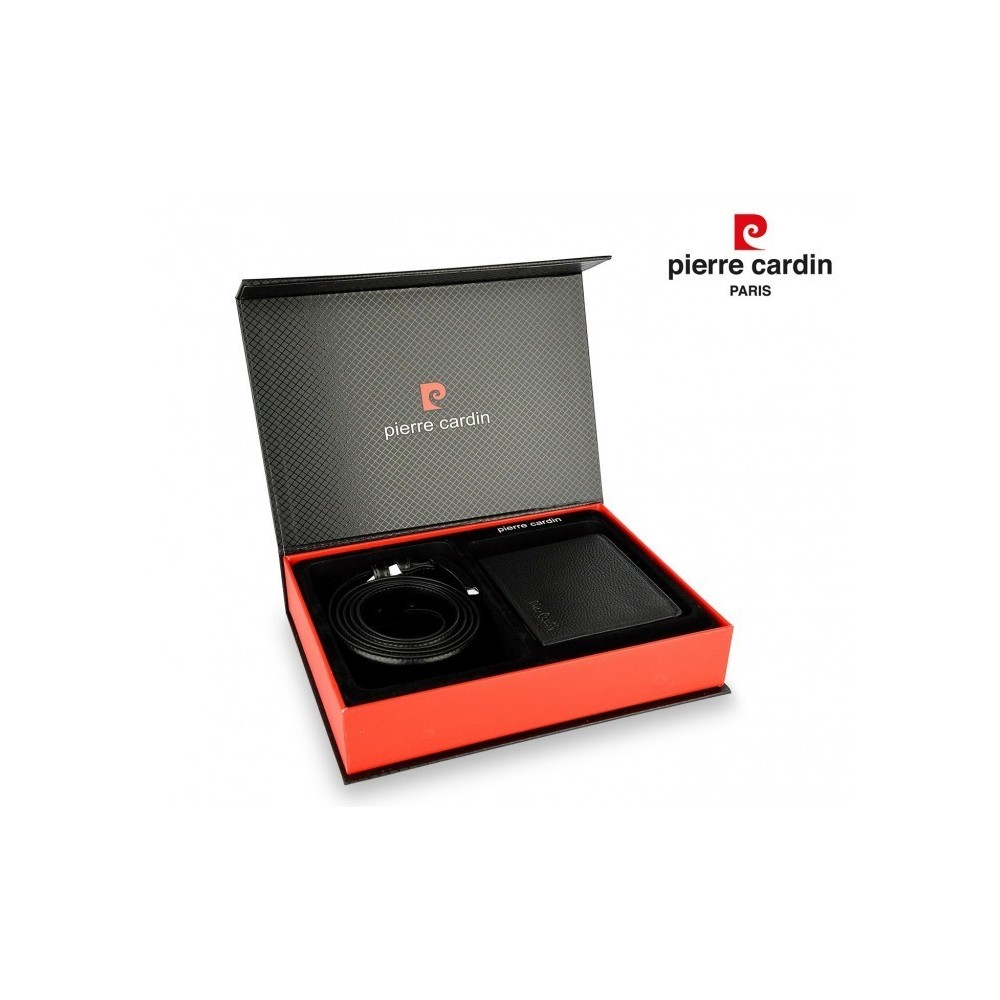 8806 LUKAS03 Coffret ceinture et portefeuille homme en véritable cuir 